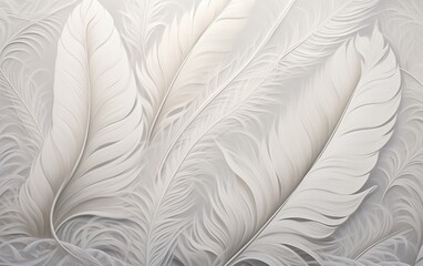 White-Gray Feathers Stripes on White Background, Beautifully Laid Image on Floor for Wallpaper
