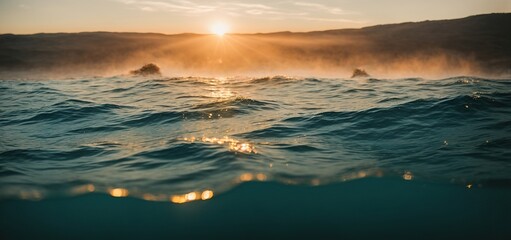  Dive into the abstract beauty of nature's underwater depths, where the glow of sunrise illuminates the secrets of the sea