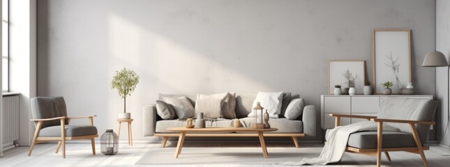 Modern Minimalist Living Room Interior with Comfortable Sofa.wall Art , Poster , Interior Design , illustration  , Wallpaper , 