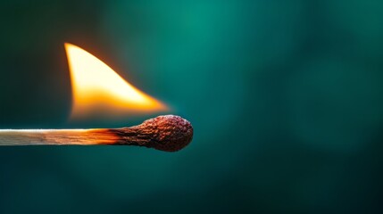 Burning match on a green background