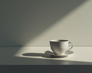 isolated cup of coffee in warm morning light