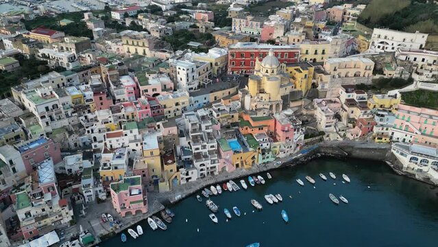 Marina Corricella, the fishing village in Procida, Italy
