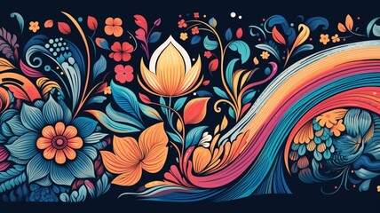 Beautiful awesome multicolor abstract flowers wallpaper image Ai generated art
