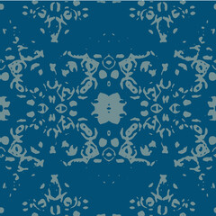 Blue and white watercolor ornament painted with watercolor on paper.