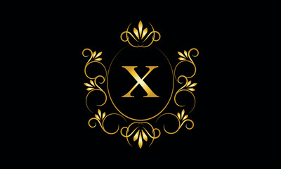 Stylish elegant monogram with initial letter X, elegant modern logo design