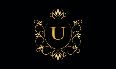 Stylish elegant monogram with initial letter U, elegant modern logo design