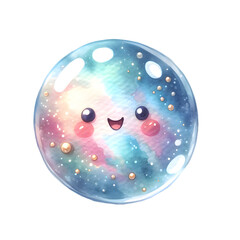 Watercolor bubble with face expression. Watercolor bubble with facial expression.