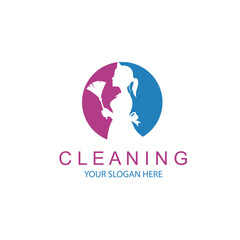 house maid lady for cleaning service design with whisk in hand isolated on white background