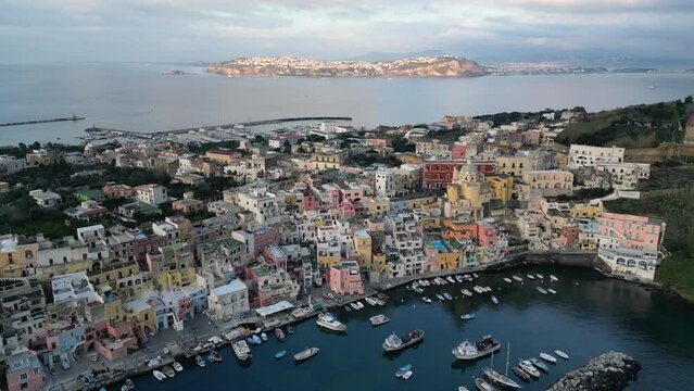 Marina Corricella, the fishing village in Procida, Italy