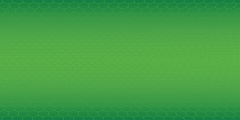 Dark green horizontal hexagonal technology abstract vector background. Green bright energy flashes under hexagon in futuristic modern technology wide banner.