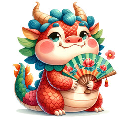 dragon holding a fan