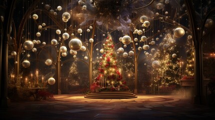Sparkling lights and festive ornaments for a joyful ambiance