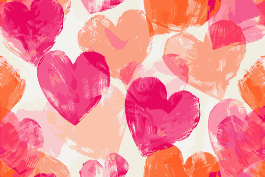 Watercolor seamless valentine heart pattern background