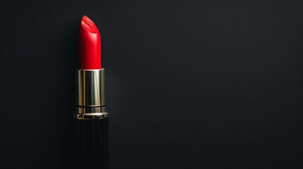 Closeup Red lipstick on a black background in beauty industry photography style