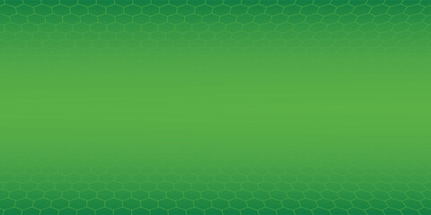 Dark green horizontal hexagonal technology abstract vector background. Green bright energy flashes under hexagon in futuristic modern technology wide banner. - obrazy, fototapety, plakaty