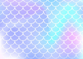 Holographic scale background with gradient mermaid.