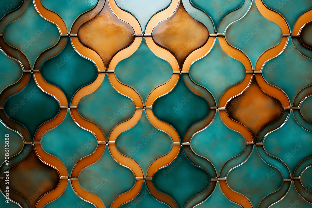 Poster old blue roof tiles background .python skin texture. green python skin. an animated background.