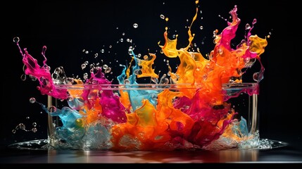 Colorful splash water on an abstract background, Generative AI.