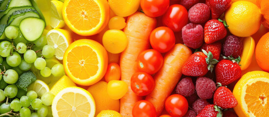 Assortment of Colorful Fresh Fruits and Vegetables for Healthy Diet