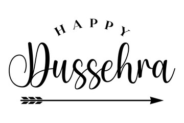 Happy Dussehra lettering with bow and arrow of rama festival vector illustration. - obrazy, fototapety, plakaty