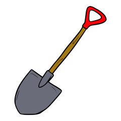 shovel illustration hand drawn colored vector