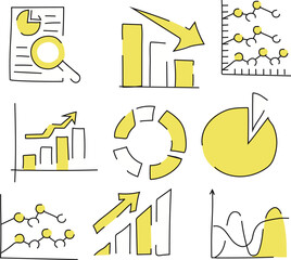 Fototapeta premium graph icon set chart graphic icons with yellow color