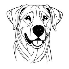 Anatolian Shepherd Dog Head SVG Black and White Illustration Art Generative AI.