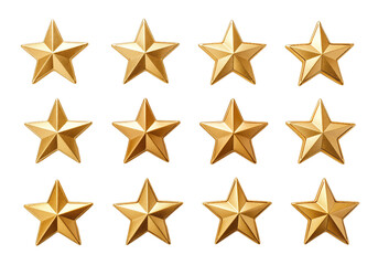 Obraz premium Collection of set Golden stars isolated on transparent background. PNG file, cut out