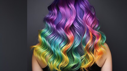 Vivid and striking hair in shades of the aurora borealis