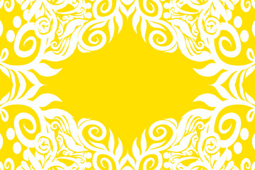 Beautiful frame white flowers line art pattern of indonesian culture traditional tenun batik ethnic dayak ornament