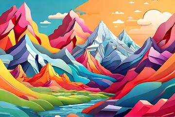 landscape with colorful mountains