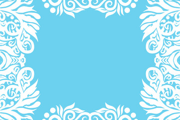 Beautiful frame white flowers line art pattern of indonesian culture traditional tenun batik ethnic dayak ornament