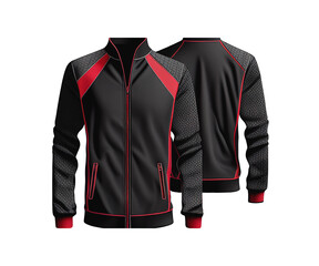 Cool black and red jacket isolated on transparent background, perfect for retouch design. Generative