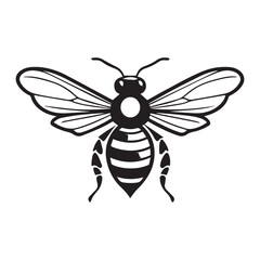 fly bee macro nature wing bug honey wasp flower isolated vector logo style icon design illustration