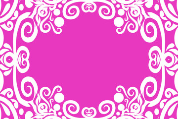 Beautiful frame white flowers line art pattern of indonesian culture traditional tenun batik ethnic dayak ornament