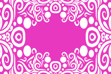 Beautiful frame white flowers line art pattern of indonesian culture traditional tenun batik ethnic dayak ornament