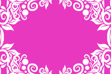 Beautiful frame white flowers line art pattern of indonesian culture traditional tenun batik ethnic dayak ornament