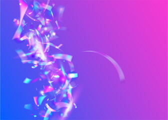 Fototapeta na wymiar Carnival Effect. Color Glitter. Abstract Paper. 3d Background. Purple Retro Confetti. Glare Template. Foil Iridescent Serpentine. Surprise Tinsel. Pink Carnival Effect