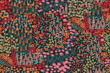 Seamless floral pattern in vector for backgrounds, motifs, fabrics, wallpaper wrapping, backdrops, covers, wrapping paper, etc.