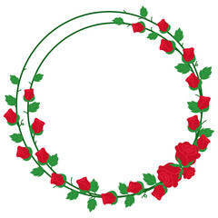 frame of red rose garland illustration 