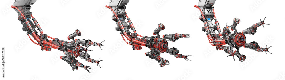 Fototapete robotic arm or advanced mechanical hand computing different movements. industrial robot manipulator.