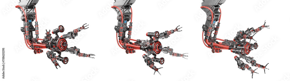 Fototapete robotic arm or advanced mechanical hand computing different movements. industrial robot manipulator.
