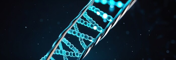 abstract DNA on beautiful dark background. Conceptual design of genetic information for science theme. Blue Dna molecule. DNA molecules in chromosomes. science, biology