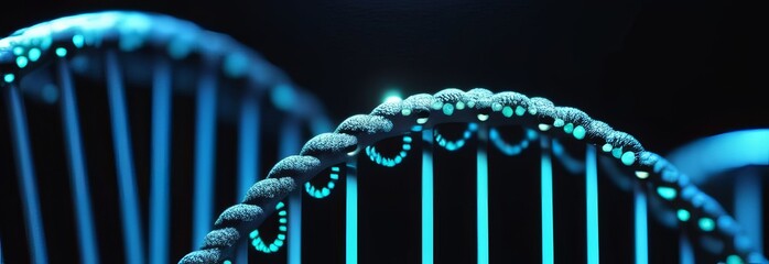 abstract DNA on beautiful dark background. Conceptual design of genetic information for science theme. Blue Dna molecule. DNA molecules in chromosomes. science, biology