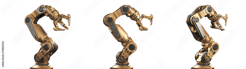 Fototapete robotic arm or yellow mechanical hand computing different movements. industrial robot manipulator. f