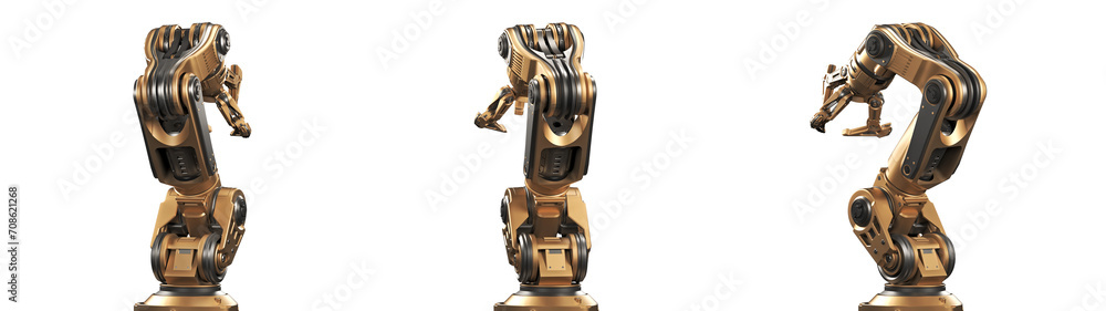 Fototapete robotic arm or yellow mechanical hand computing different movements. industrial robot manipulator. f