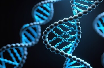 abstract DNA on black background. Conceptual design of genetic information for science theme. Blue Dna molecule. DNA molecules in chromosomes. science, biology