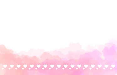 Pastel pink splash watercolor heart valentine day border cute frame banner