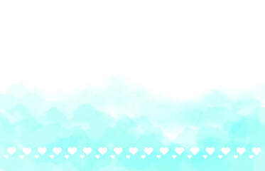 Pastel blue splash watercolor heart valentine day border cute frame banner