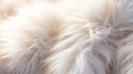 White fur texture backdrop in an abstract close-up, Generative AI. - obrazy, fototapety, plakaty